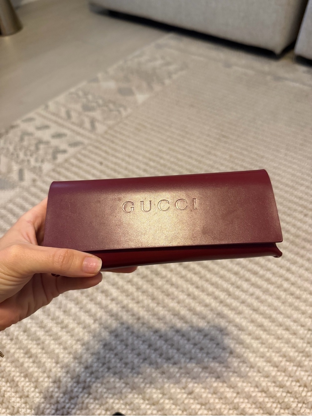 Gucci Burgundy Leather Women's Eyewear Case
